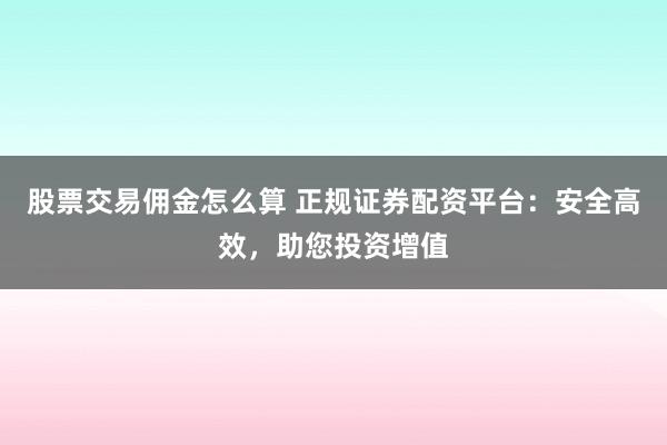 股票交易佣金怎么算 正规证券配资平台：安全高效，助您投资增值