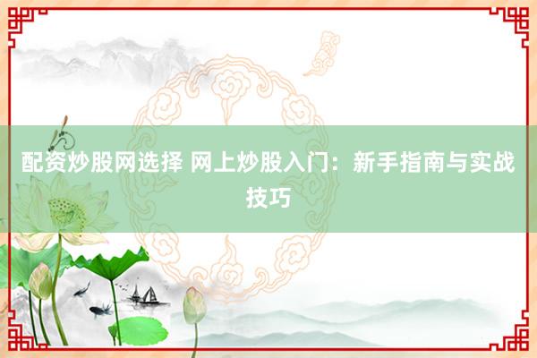 配资炒股网选择 网上炒股入门：新手指南与实战技巧