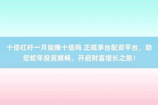 十倍杠杆一月能赚十倍吗 正规茅台配资平台，助您蛇年投资顺畅，开启财富增长之旅！