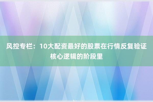 风控专栏:10大配资最好的股票在行情反复验证核心逻辑的阶段里