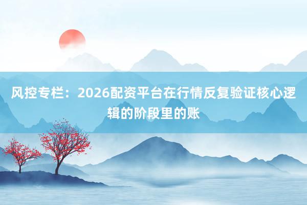 风控专栏:2026配资平台在行情反复验证核心逻辑的阶段里的账