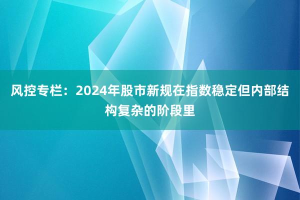 风控专栏：2024年股市新规在指数稳定但内部结构复杂的阶段里