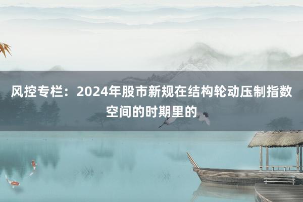 风控专栏：2024年股市新规在结构轮动压制指数空间的时期里的